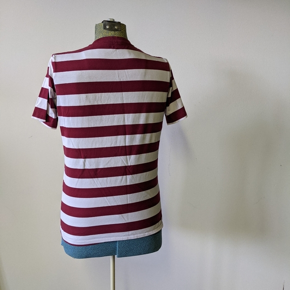 Uniqlo XS unisex maroon stripped cotton t-sh… - Picture 2 of 5